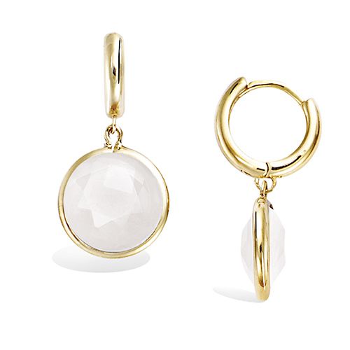 „Ivory Halo“ Ohrringe – Witte Steen – 18K vergoldetes Gold