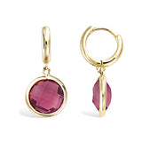 "Bordeaux Halo" Earrings – Wine Red Stone – 18K Gold Plated