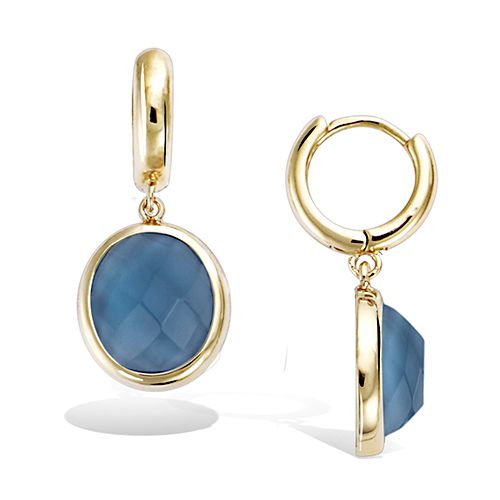 Ohrringe „Blue Oval“ – Blauer Stein – 18 K vergoldetes Gold