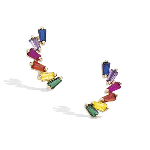 „Radiant Arc“ Ohrringe – Zirkonia – Farbe – 18K vergoldetes Gold