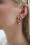 "Bordeaux Halo" Earrings – Wine Red Stone – 18K Gold Plated