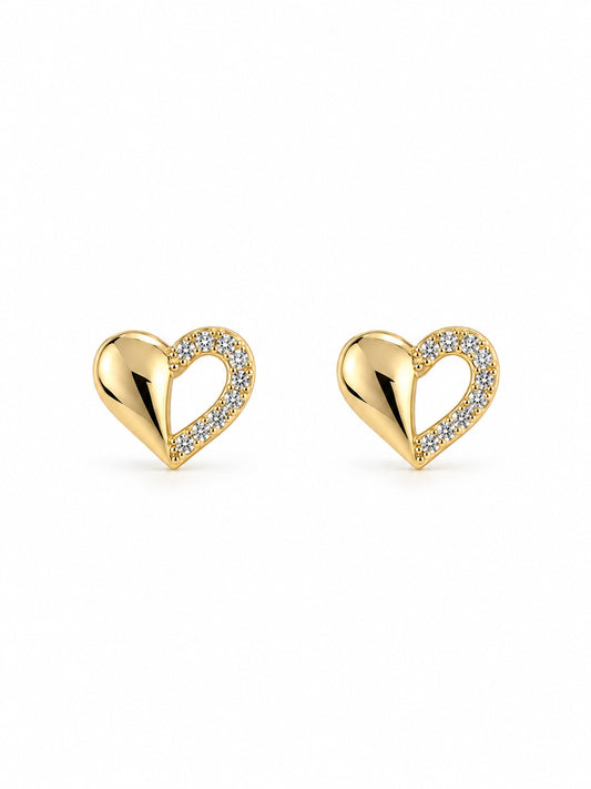Heartline Studs Oorbellen – 18K Verguld Goud