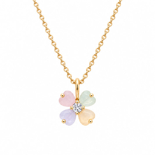 Sweet Flower Ketting - Bloemhanger met zirkonia - 18K Verguld Goud