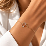 Embrace armband - Dubbele ringen met zirkonia - 18K Verguld Goud
