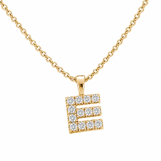 Initial E Ketting - Zirkonia - 18K Verguld Goud