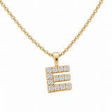 Initial E Ketting - Zirkonia - 18K Verguld Goud