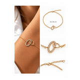 Embrace armband - Dubbele ringen met zirkonia - 18K Verguld Goud