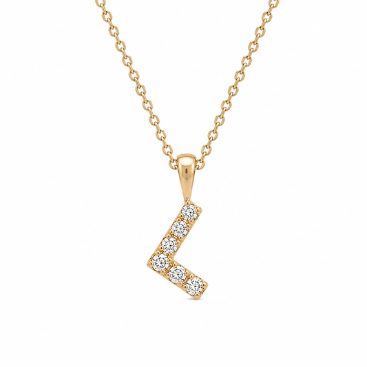 Initial L Ketting - Zirkonia - 18K Verguld Goud