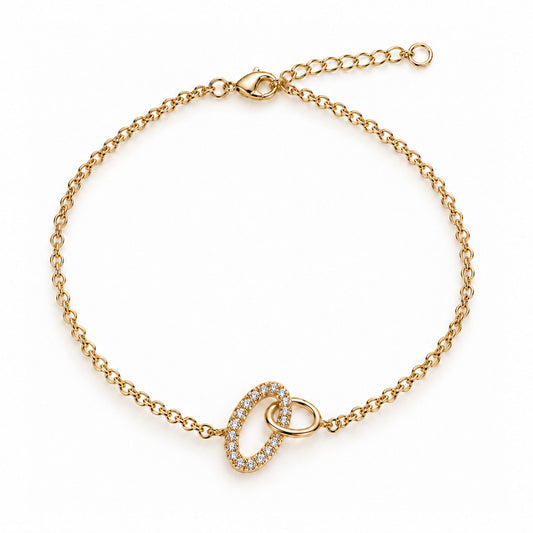 Embrace armband - Dubbele ringen met zirkonia - 18K Verguld Goud