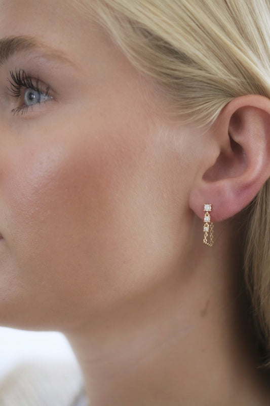 "Eclipse Drop" oorbellen – Zirkonia - 18K Verguld Goud