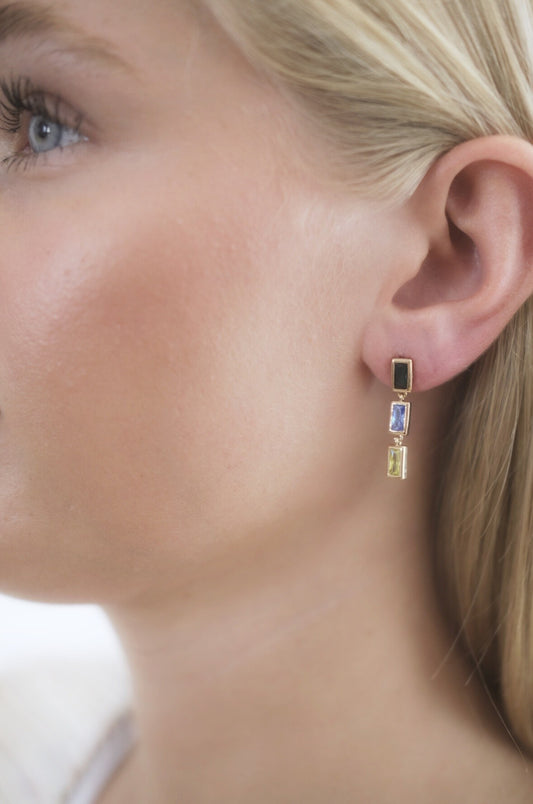 "Emerald Cascade" oorbellen- Elegante Statement Oorbellen in 18K Verguld Goud