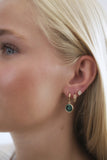 "Jade Halo" oorbellen – Groene Steen - 18K Verguld Goud