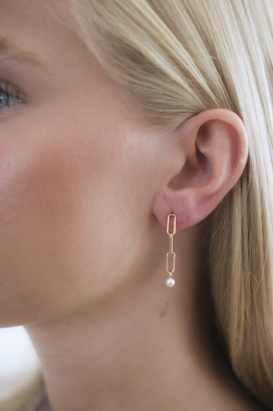 "Luna Pearl" oorbellen – Zirkonia - Parel - 18K Verguld Goud