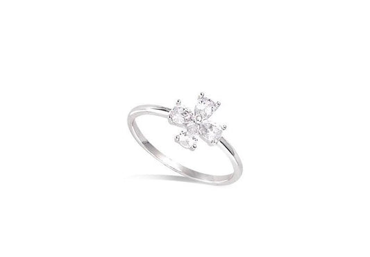 Clover ring zilver met zirkonia