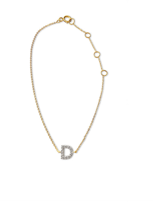 Initial Diamant "D" armband - geelgoud/diamant (nog 1 op voorraad)