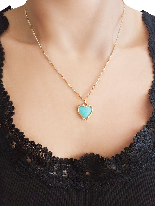 "Heart wrap sea blue" hanger (excl. ketting)