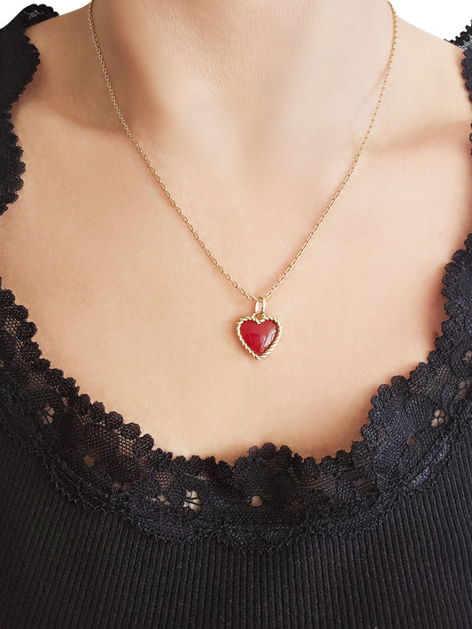 "Heart wrap red" hanger (ex. ketting)