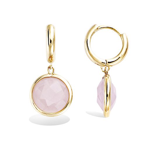 "Rosé Halo" oorbellen – Lichtroze Steen - 18K Verguld Goud