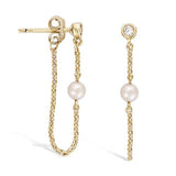 "Luminous Pearl" oorbellen – Zirkonia - Parel - 18K Verguld Goud
