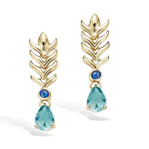 "Royal Bloom" oorbellen – blauw - 18K Verguld Goud
