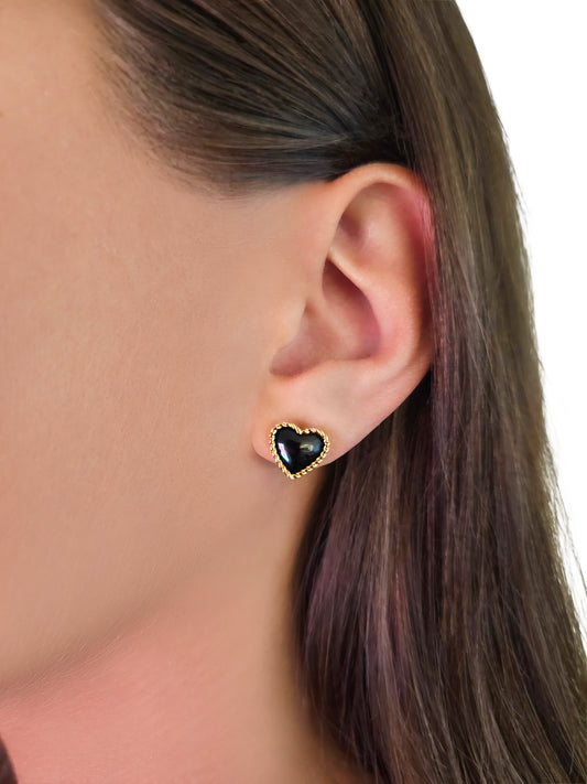 "Heart wrap black" oorbellen