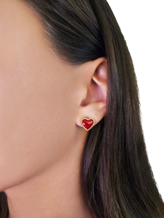 "Heart wrap red" oorbellen