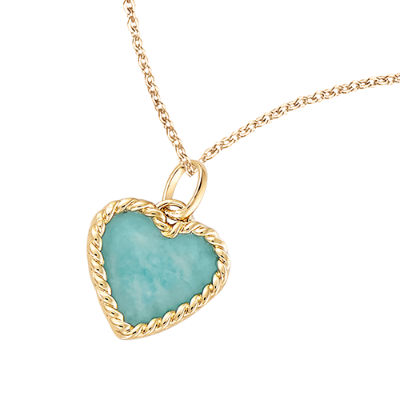 "Heart wrap sea blue" hanger (excl. ketting)