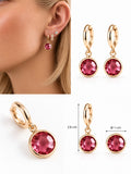 „Bordeaux Halo“ Ohrringe – Weinroter Stein – 18K vergoldetes Gold