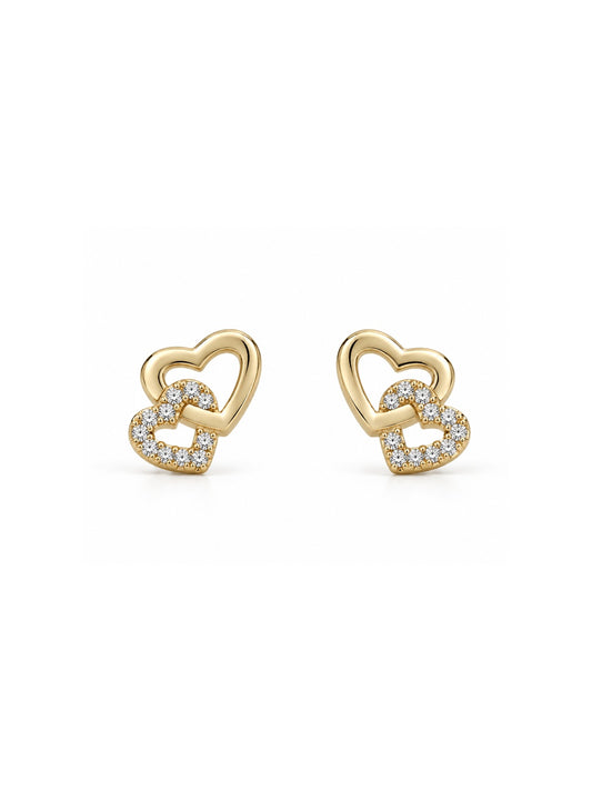 Mini Connected Heart Studs Oorbellen – 18K Verguld Goud