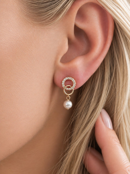Mini Pearl Link Drop – Oorbellen – 18K Verguld Goud