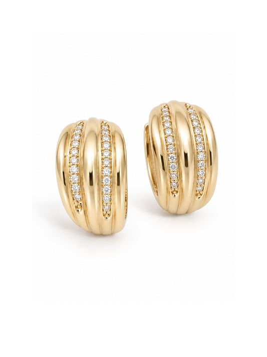 UITVERKOCHT Sculpted Spark Hoop Oorbellen – 18K Verguld Goud