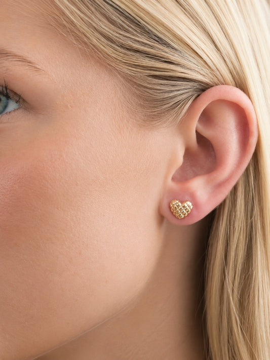 Solid Heart Studs – Oorbellen – 18K Verguld Goud