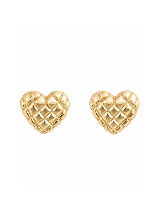 Solid Heart Studs – Oorbellen – 18K Verguld Goud