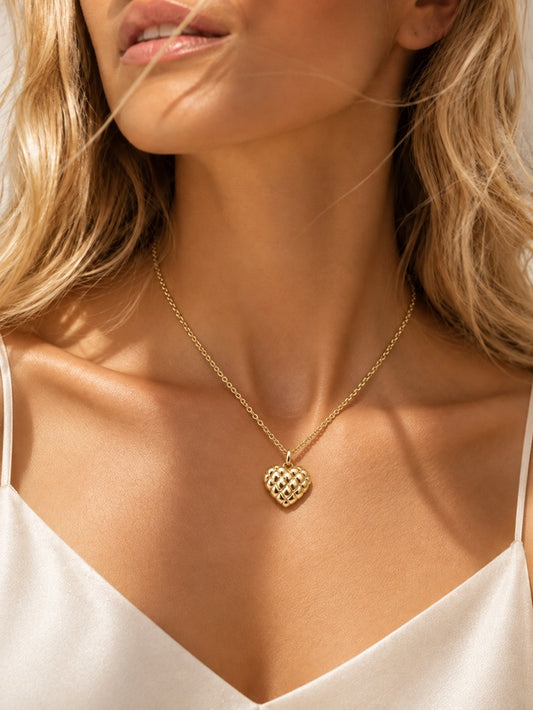 Solid Heart M Ketting - 18K Verguld Goud