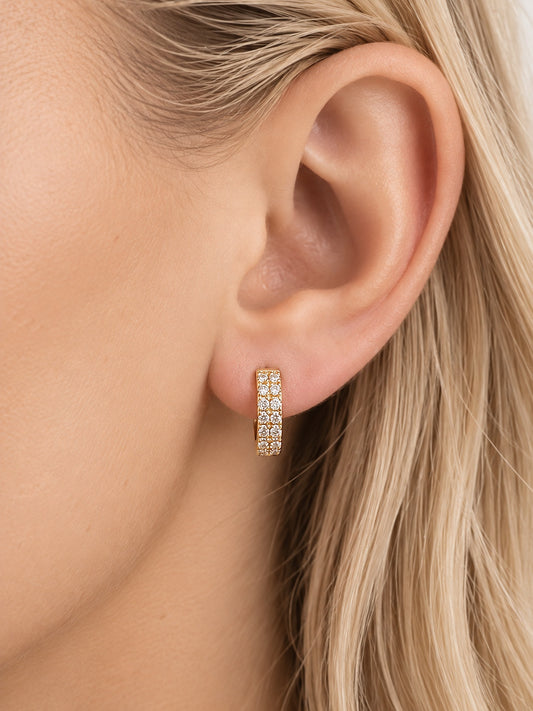 Timeless Pavé Hoop Oorbellen – 18K Verguld Goud