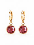 „Bordeaux Halo“ Ohrringe – Weinroter Stein – 18K vergoldetes Gold