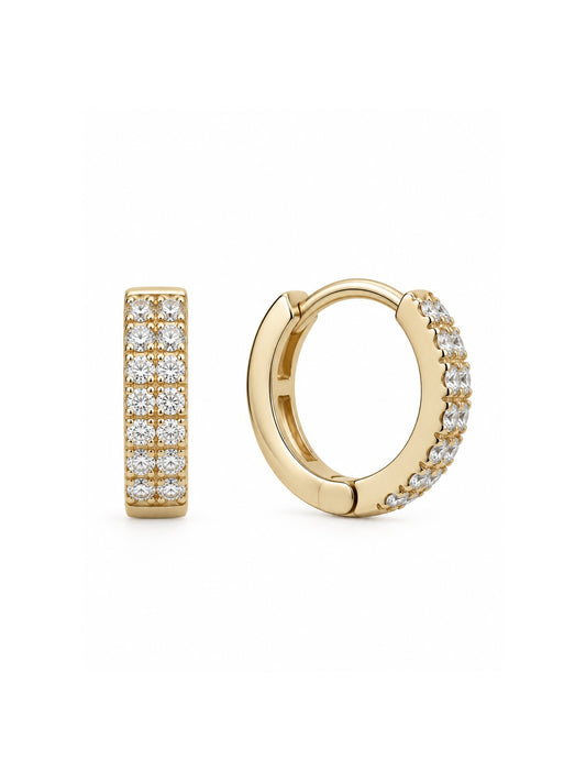 Timeless Pavé Hoop Oorbellen – 18K Verguld Goud