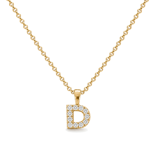 Initial D Ketting - Letter Hanger met Zirkonia - 18K Verguld Goud