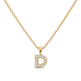 Initial D Ketting - Letter Hanger met Zirkonia - 18K Verguld Goud