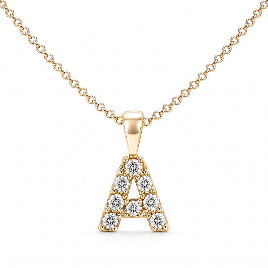 Initial A Ketting - Zirkonia - 18K Verguld Goud