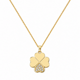 Heart Clover Ketting - Zirkonia - 18K Verguld Goud