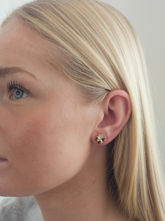 Heart Clover Oorbellen - 18K Verguld Goud