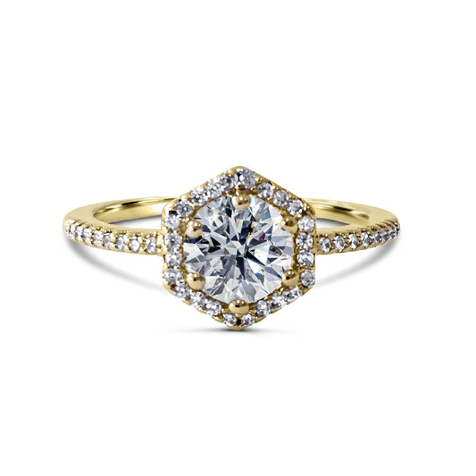 Hexagon ring goud