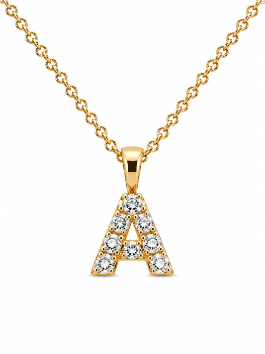 Initial A Ketting - Zirkonia - 18K Verguld Goud