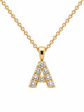 Initial A Ketting - Zirkonia - 18K Verguld Goud