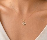 Initial M Ketting - Zirkonia - 18K Verguld Goud