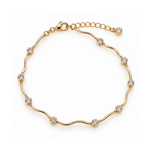 Serene Wave Armband – 18K Verguld met Zirkonia