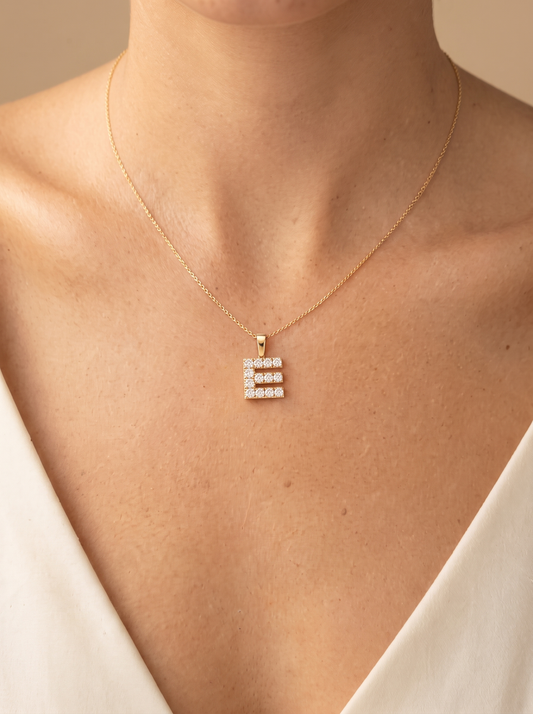 Initial E Ketting - Zirkonia - 18K Verguld Goud