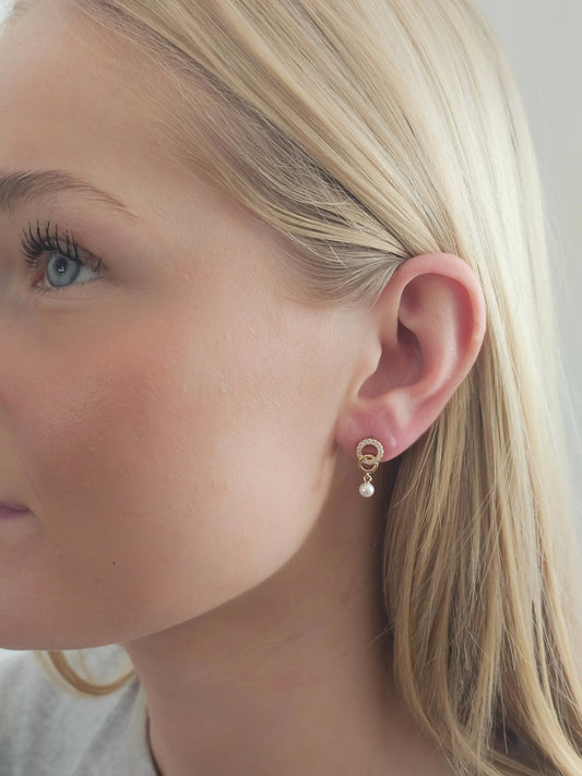 Pearl Link Drop – Oorbellen – 18K Verguld Goud